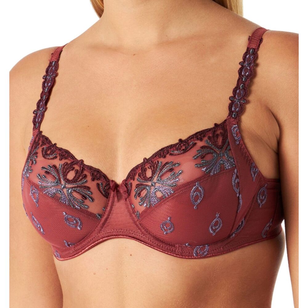 Chantelle Champs Elysees Lace Unlined Demi Bra In Fig Women's Size 36D
